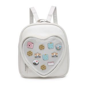 Ita Bag Backpack Pu Leather Heart Shaped Purse Jk Unim Bags Anime Pins :